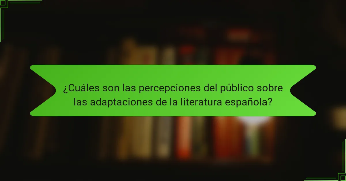 ¿Cuáles son las percepciones del público sobre las adaptaciones de la literatura española?