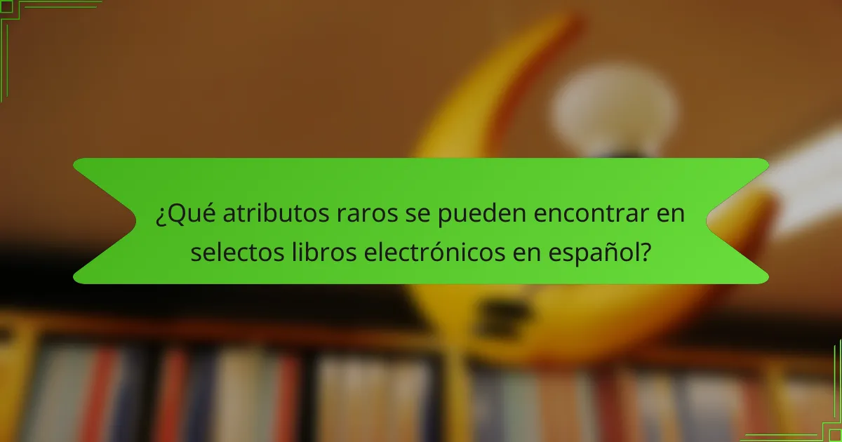 ¿Qué atributos raros se pueden encontrar en selectos libros electrónicos en español?