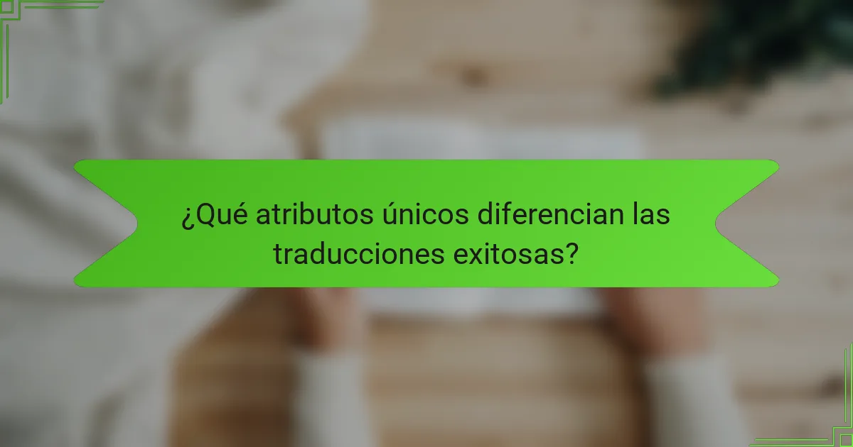 ¿Qué atributos únicos diferencian las traducciones exitosas?